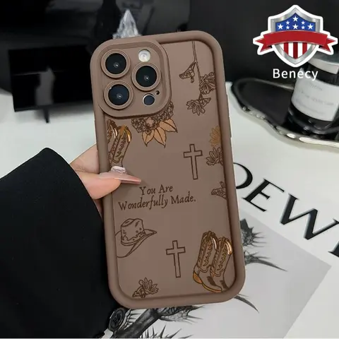 Men's Western Boots Collage Pattern Silicone Smartphone Casing - Soft, Non-Slip, Anti-Drop, Shockproof, Rugged, Durable TPU-Resin Cellphone Cover for iPhone 16/15/14 Pro Max/13/12/11/XR/XS Plus, Mobile Device Protection Accessory