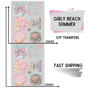 Girlie Beach Summer | Premade DTF Transfer Gang Sheet For Graphic Tees