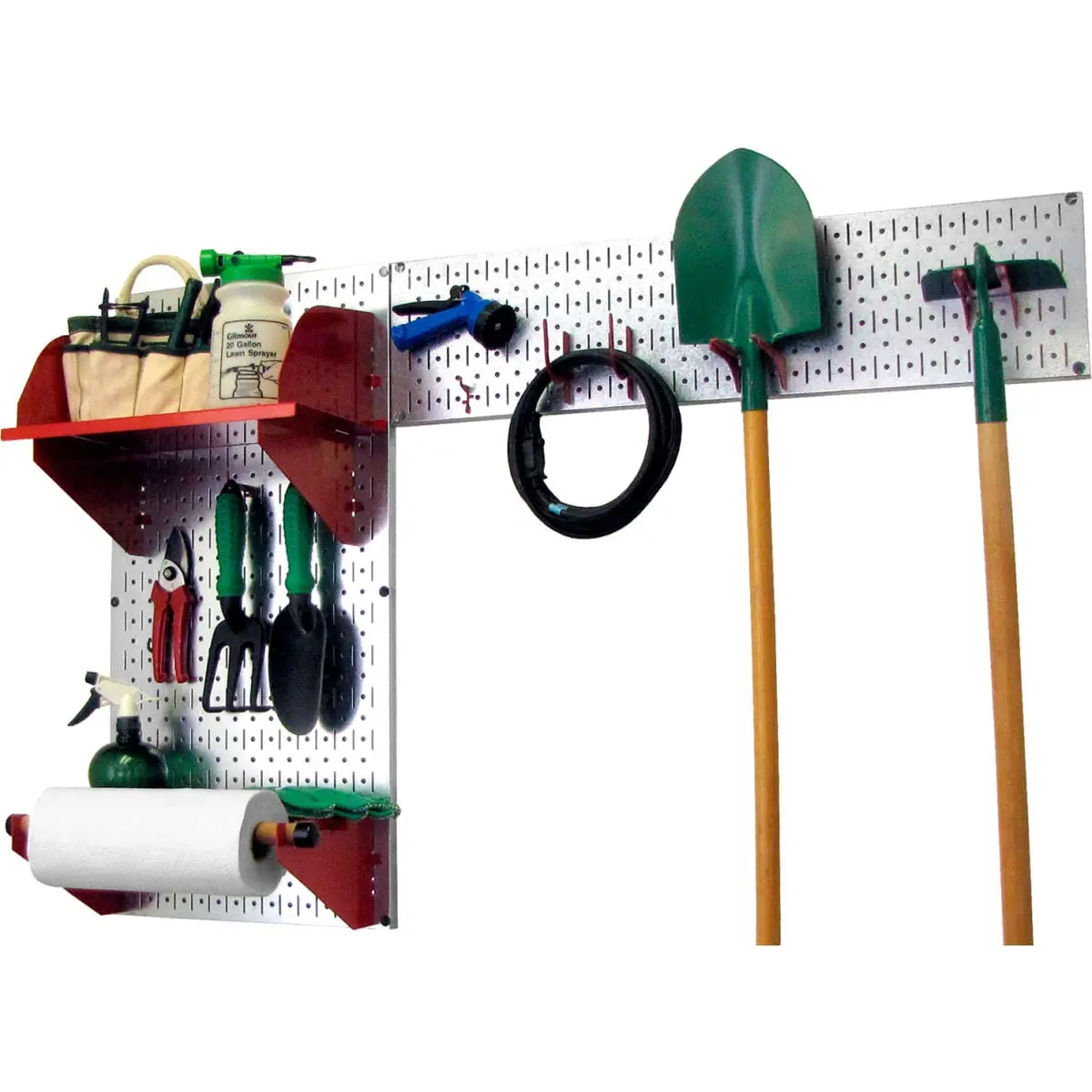 Wall Control Formed Metal Pegboard Garden Tool Organizer - Galvanized Red, 48x32x9 in, 21 lbs, Warp Resistant, Mounting Hooks, Slotted Slots, Garage Tool Storage, Hanging Shop Organizer, Durable Design