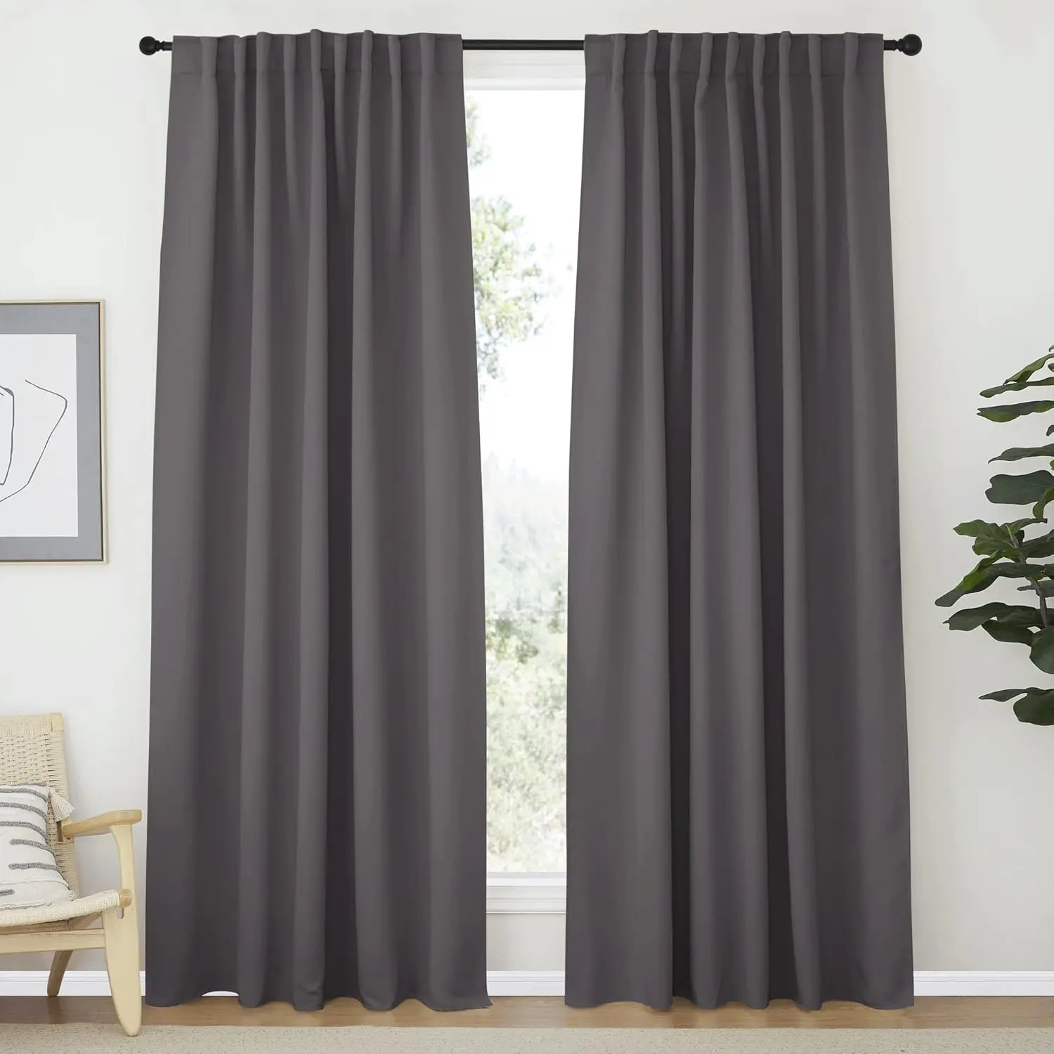 NICETOWN Blackout Curtain Panels Window Draperies, 2 Pieces, Insulating Room Darkening Blackout Drapes for Bedroom