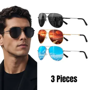 3 Packs Polarized Aviator Sunglasses for Men Women- Classic Sun Glasses for Driving Fishing with UV Protection