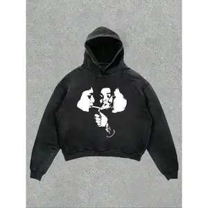 Men's Vintage Graphic Print Hoodie, Casual Comfy Regular Fit Long Sleeve Hooded Sweatshirt for Daily Wear, Men's Clothes for All Seasons, Tops