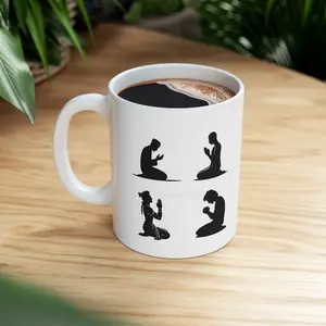Praying Silhouette Ceramic Mug Inspirational Prayer Coffee Cup for Men Women | Faith-Based Religious Ceramic Coffee Tea Mug | Bible Lover Gift Idea | Office or Home Desk Mug Birthday Christmas Gift | Viral TikTok Christian Mug