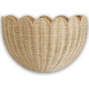 Scalloped Wicker Wall Basket - The Original - Hand Woven Basket - Scalloped Décor Wall Hanging Baskets -16" x 10" x 7"In - Hanging Wall Basket (Natural)