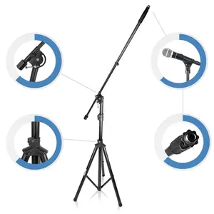 Adjustable Mic Stand with Boom Arm, Steel, 51-90.5" Height, Tripod
