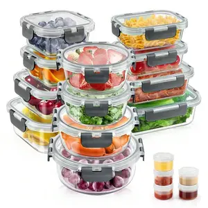34pcs Glass Food Storage Containers Set Airtight Meal Prep Containers 17 Containers 17 Lids Leak Proof Microwave Oven Freezer Dishwasher Kitchen Utensils Green
