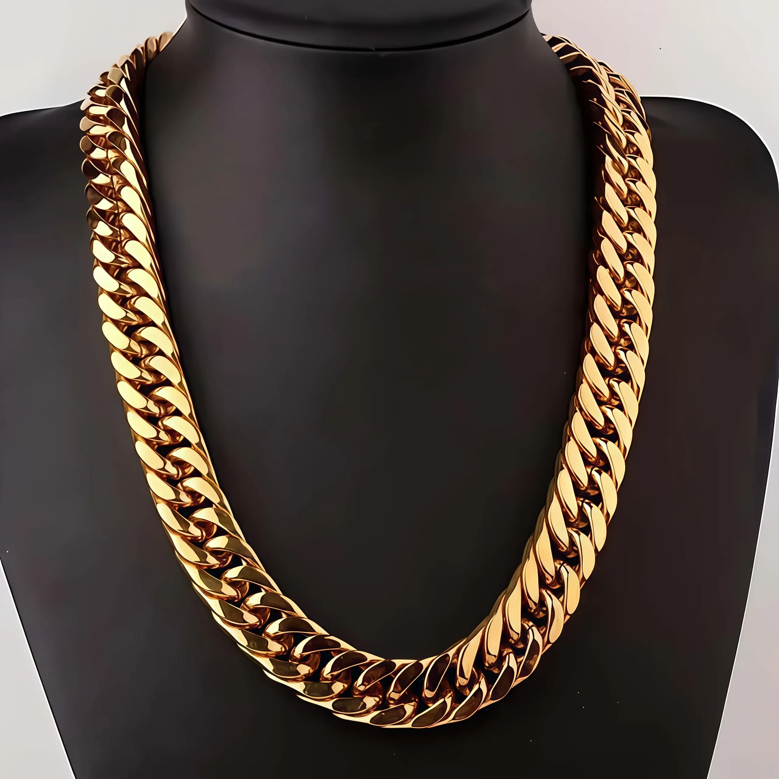 Men Heavy Miami Cuban Chain Necklace Jewelry- 16mm Thick 18K Gold Plated Suitable for Streetwear, Hip-Hop, Cuban Link Chain for Parties, Nightlife, Gift for Christmas, Valentine's Day, April Birthdays Comes With A Gift Bag Gold-Plated