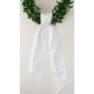 Canvas RIC RAC wreath sash white white trim for front door yard doorway indoor outdoor bridal shower Xmas home decoration