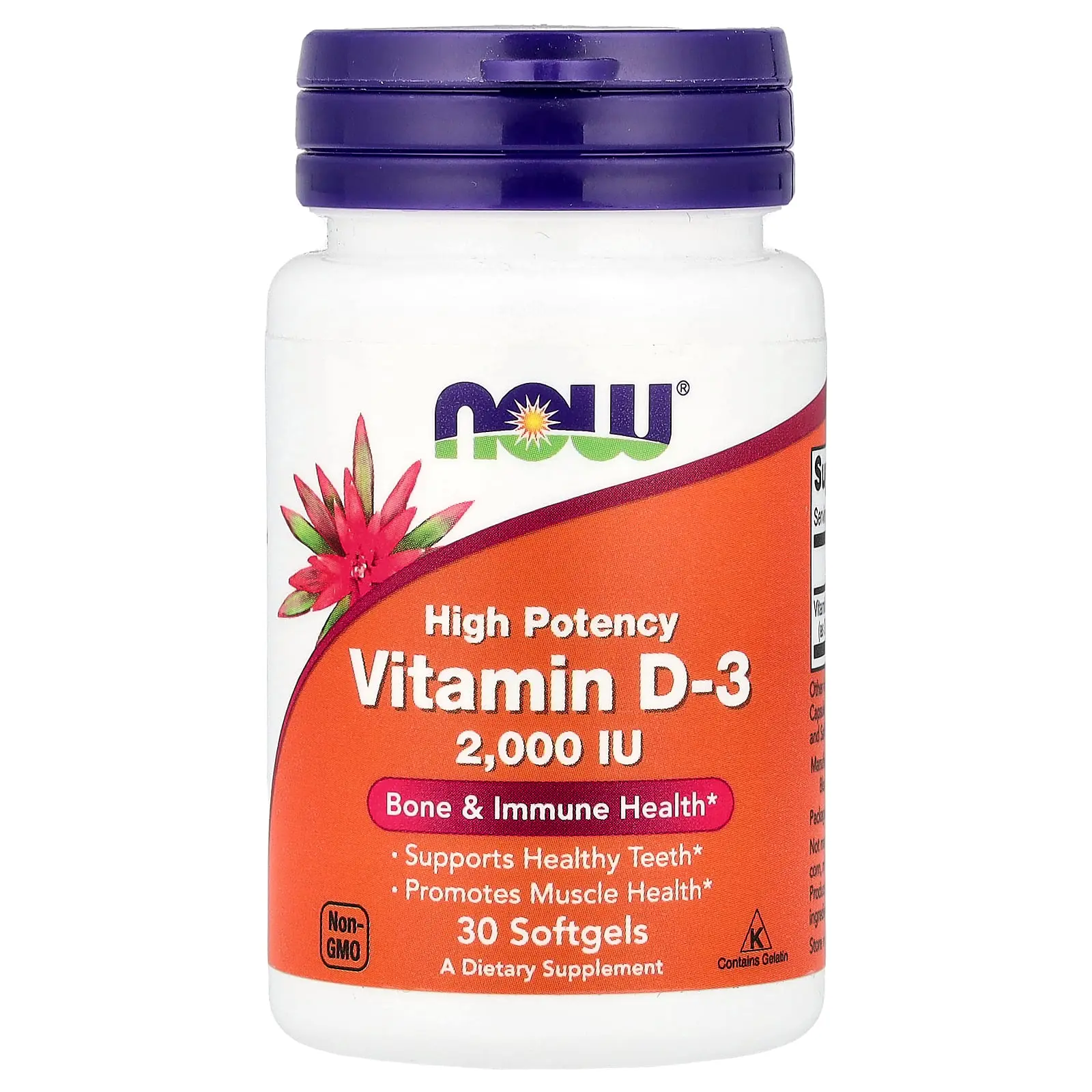 NOW Foods Vitamin D-3, 2,000 IU, 30 Softgels