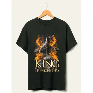 Vintage Godzilla King Of The Monsters Graphic Tee Retro Monster Art Design Unisex Crew Neck Short Sleeve Casual Streetwear Classic Kaiju Memorabilia Comfort Fit Daily Wear Top for Adult Youth Monster Fans