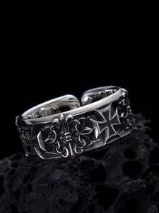 Gothic Cross Ring, Couple Rings Punk Style Ring Retro Unique Jewelry, Cuff Ring, Unisex Daily Party Accessories, Stylish and Trendy Design, Perfect Gift Idea, Vintage Embossed Ring