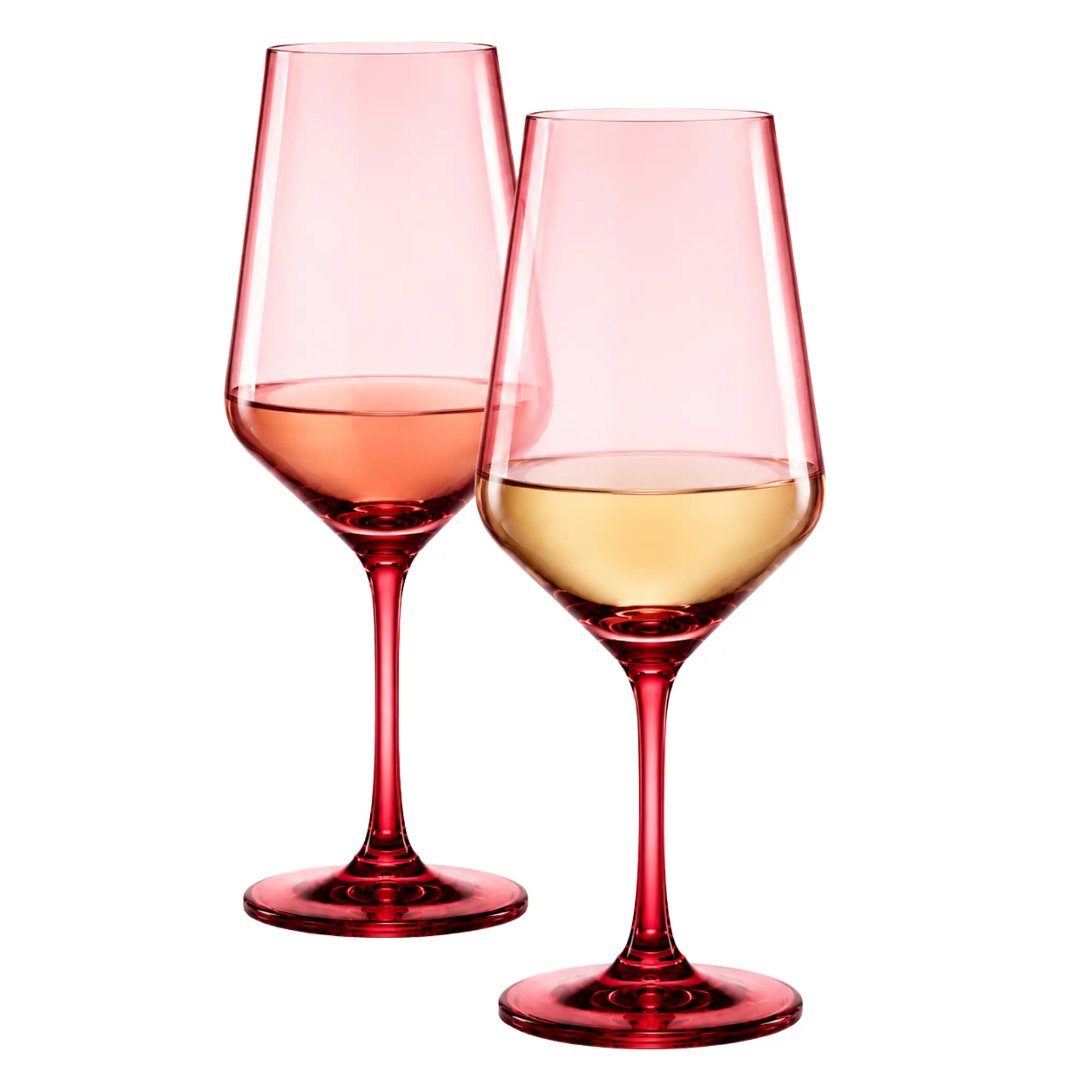 Khen Colored Crystal Wine Glass | Set of 2 | Large Stemmed 12 oz Glasses, Great for all Occasions & Special Celebrations Italian Style Tall Drinkware for Red & White Dinner Glassware (Cranberry Red)
