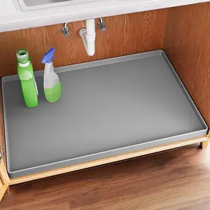 Silicone Under Sink Mat, Waterproof Under Sink Mat, Shelf Liner for Kitchen and Bathroom, Cabinet Protector, Organizers and Storage, Splash Guard