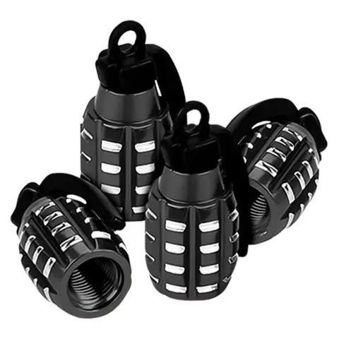 4pcs Aluminum Car Tire Valve Cap Grenade Alloy Tyre Valve Stem Cover Air Dust Cap Tire Valve Truck Bike Wheel Rim Valve Stem Cap Car Tire Caps