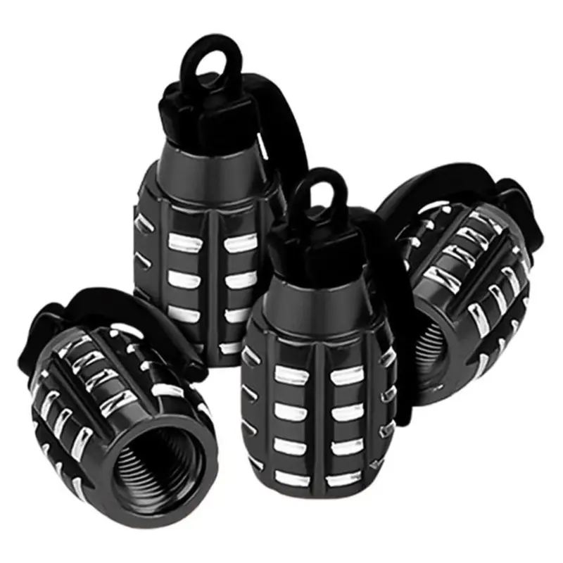 4pcs Aluminum Car Tire Valve Cap Grenade Alloy Tyre Valve Stem Cover Air Dust Cap Tire Valve Truck Bike Wheel Rim Valve Stem Cap Car Tire Caps