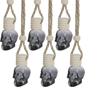 Skull Air Freshener  Hanging,  Air Freshener  Diffuser Bottles, Refillable Perfume Bottles Pendant Auto Interior Decor for Essential Oil   Bottle Ornament (6 Pcs)