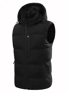 Men's & Women's Thick Woven Hoodie Vest, Vest Zipper, Loose-Fit Casual Sporty Top, Fall Winter Daily Wear, Plain Color Design