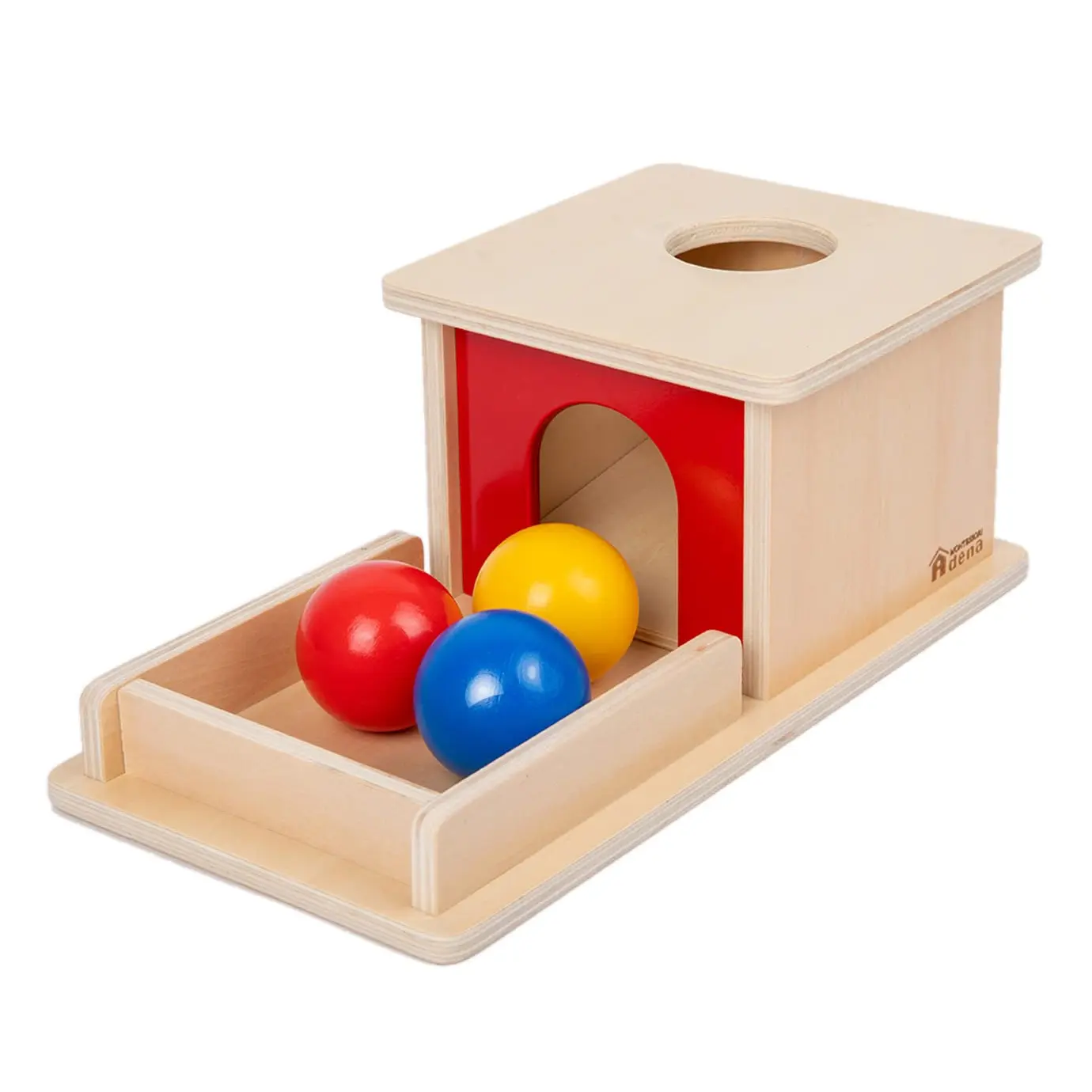 Adena Montessori Wooden Toy for 6-12 Month Baby 3 Balls,Sorting and Stacking Colorful Learning Education Toy for Toddler Kid 1-2 Year Old, Preschool Developmental Girl and Boy Gift