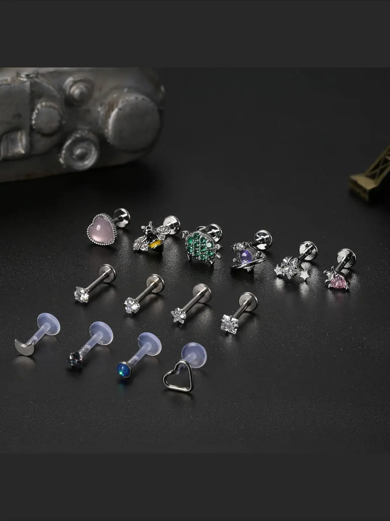 Boucle D'Oreille Helix Coeur Threadless 16G - Piercing Labret Tragus Conch En Acier Inox 316L