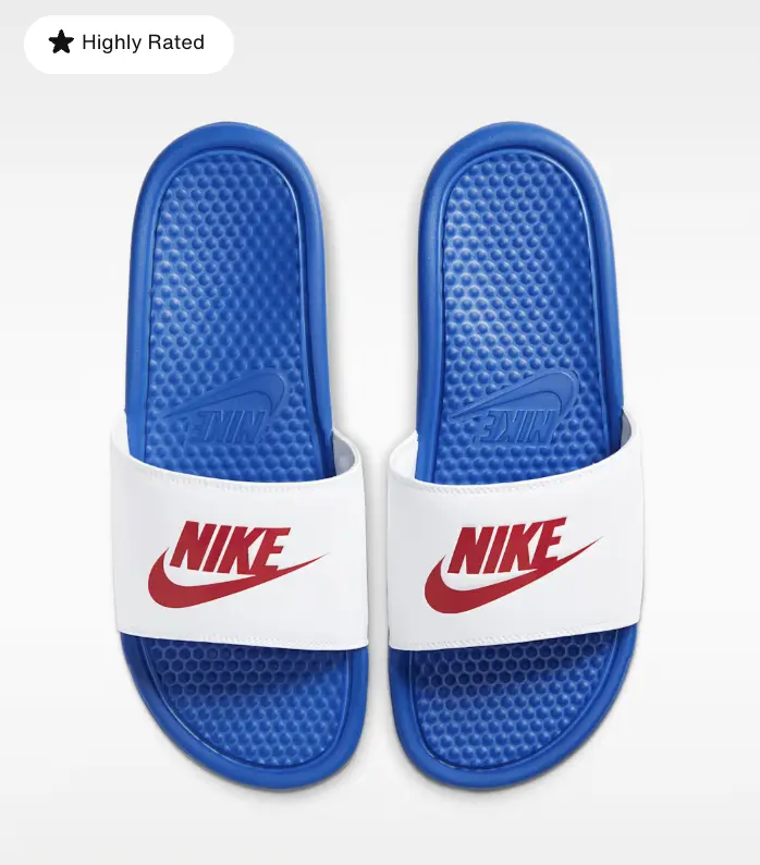 Nike Benassi JDI Men's Slides in Blue White Red SKU: 343880-410 Footwear Athletic Sandals Slides for Men Men's Shoes Gym Shoes
