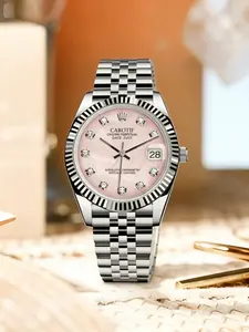 Romantic Dial Women's Quartz Watch, Rhinestone Bezel, Stainless Steel Band, Waterproof Durable, Perfect Gift Box for Girlfriend Wife