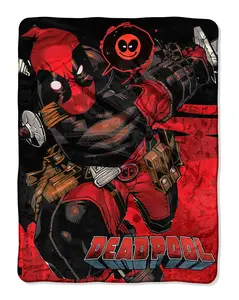 Marvel Deadpool Say Deadpool!! Quote Bubble Character Super Plush Throw Blanket (46" x 60") 117cm x 152cm