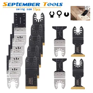 17Pcs Oscillating Tool Blades Set - MultiTool Saw Blades for Wood/Metal Cutting woodcutting  blades