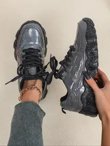 Fashion Colorblock Lace Up Low Top Sneakers, Casual Comfortable Breathable Sports Shoes, Trendy All-match Chunky Sneakers for Daily Wear