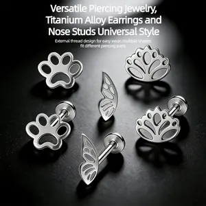 Titanium alloy anti allergic puncture jewelry, cute cat claws, butterfly external thread, lip studs, ear studs, nose studs, suitable for different puncture sites, unisex, birthday, Valentine's Day, Mother's Day, Christmas, Halloween gifts