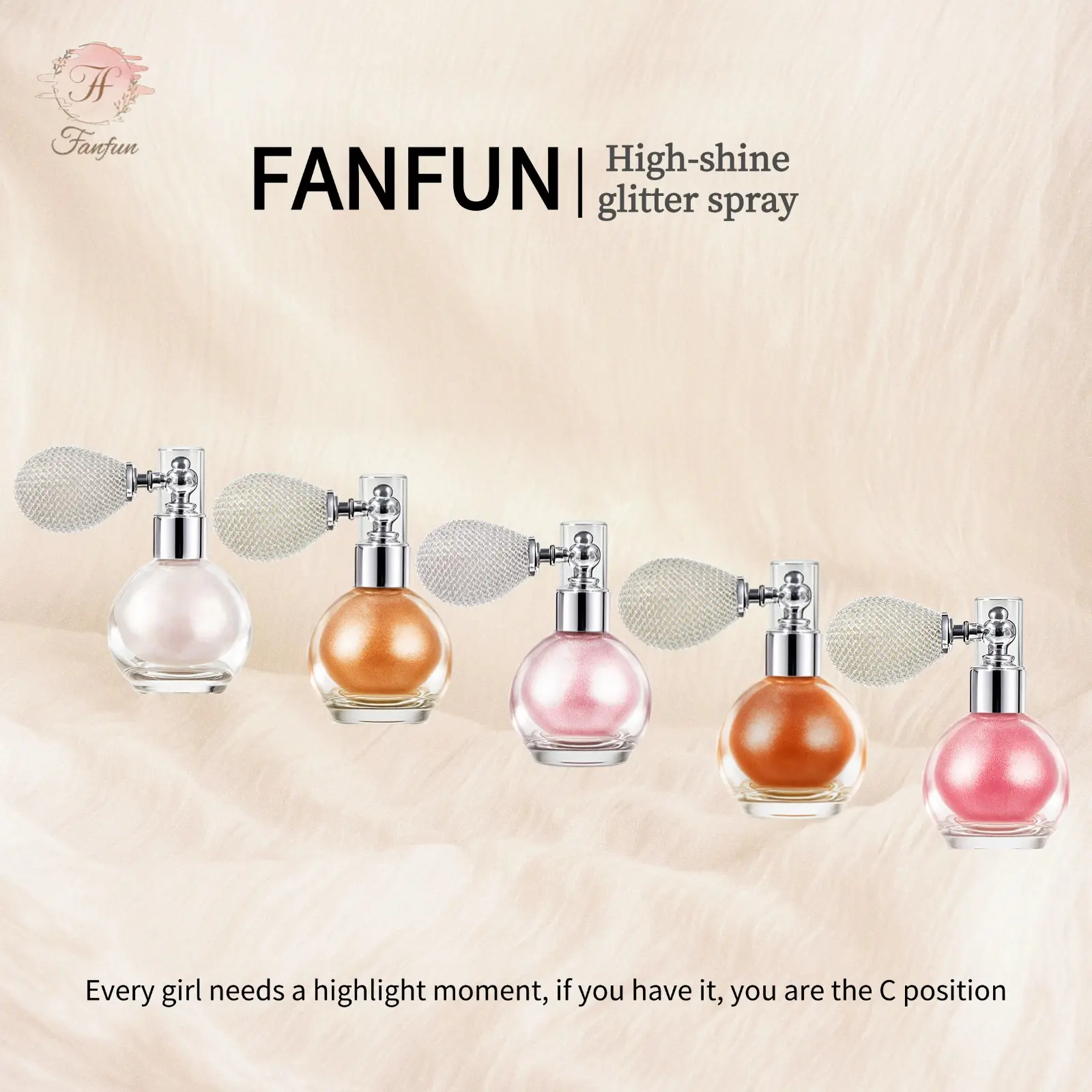 Shimmer Spray Highlighter, Star-Shaped Mist for Face & Body, 24H Lasting Radiant Finish with a Dewy Glow for Party Makeup