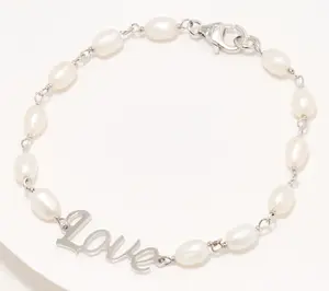 Honora Cultured Pearl Inspirational Bracelet, Sterling Silver
