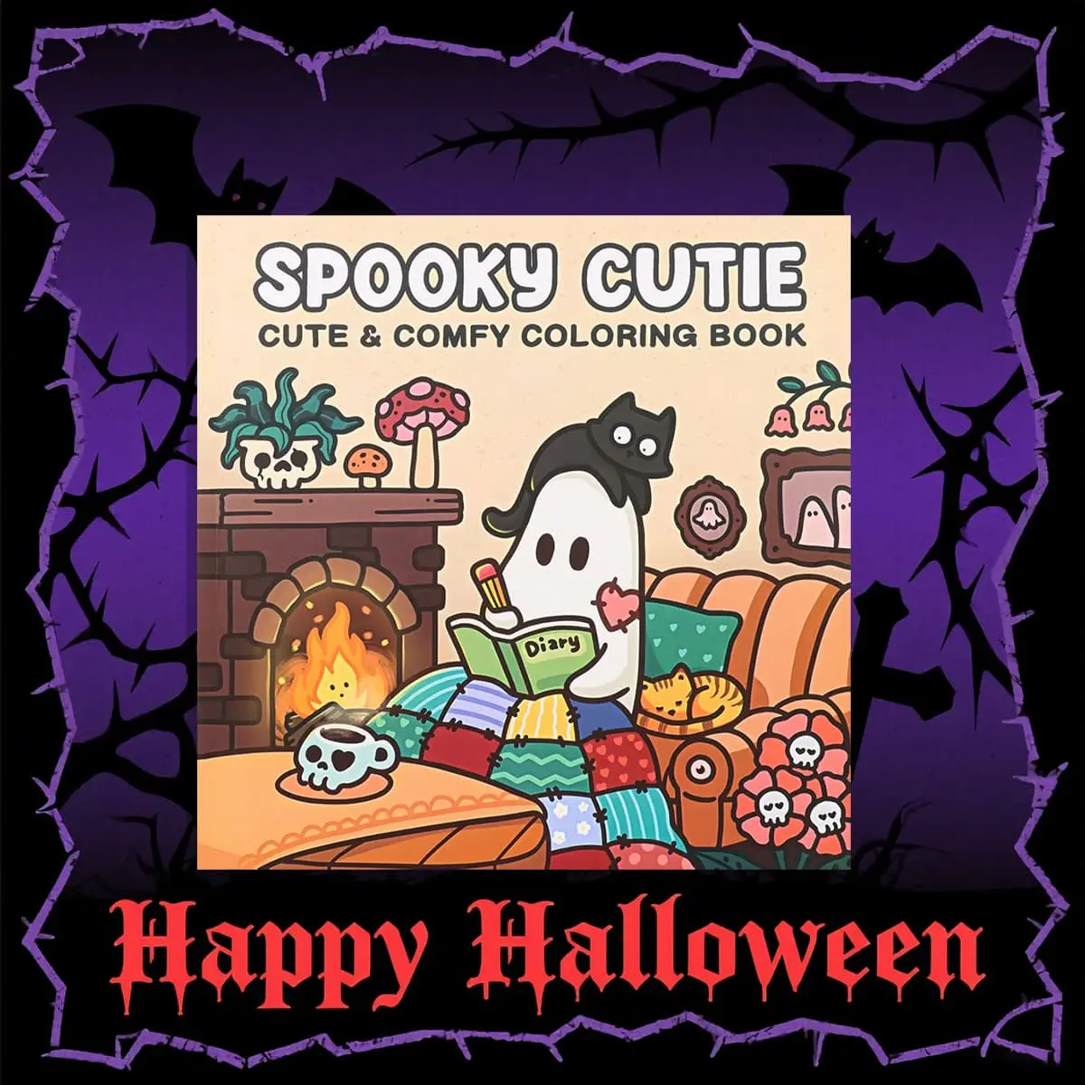 Spooky Cutie: Coloring Book for Adults and Teens Featuring Adorable Creepy Creatures in Cozy Hygge Moments for Relaxation (Cozy Spaces Coloring), Colo