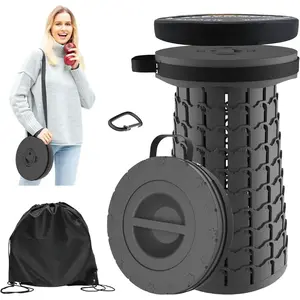 Upgraded 18.1" XL Collapsible Stool with Cushion, Portable Folding Stools for Adults Capacity 800lbs, Lightweight Telescoping Stool for Camping Travel Fishing Hiking