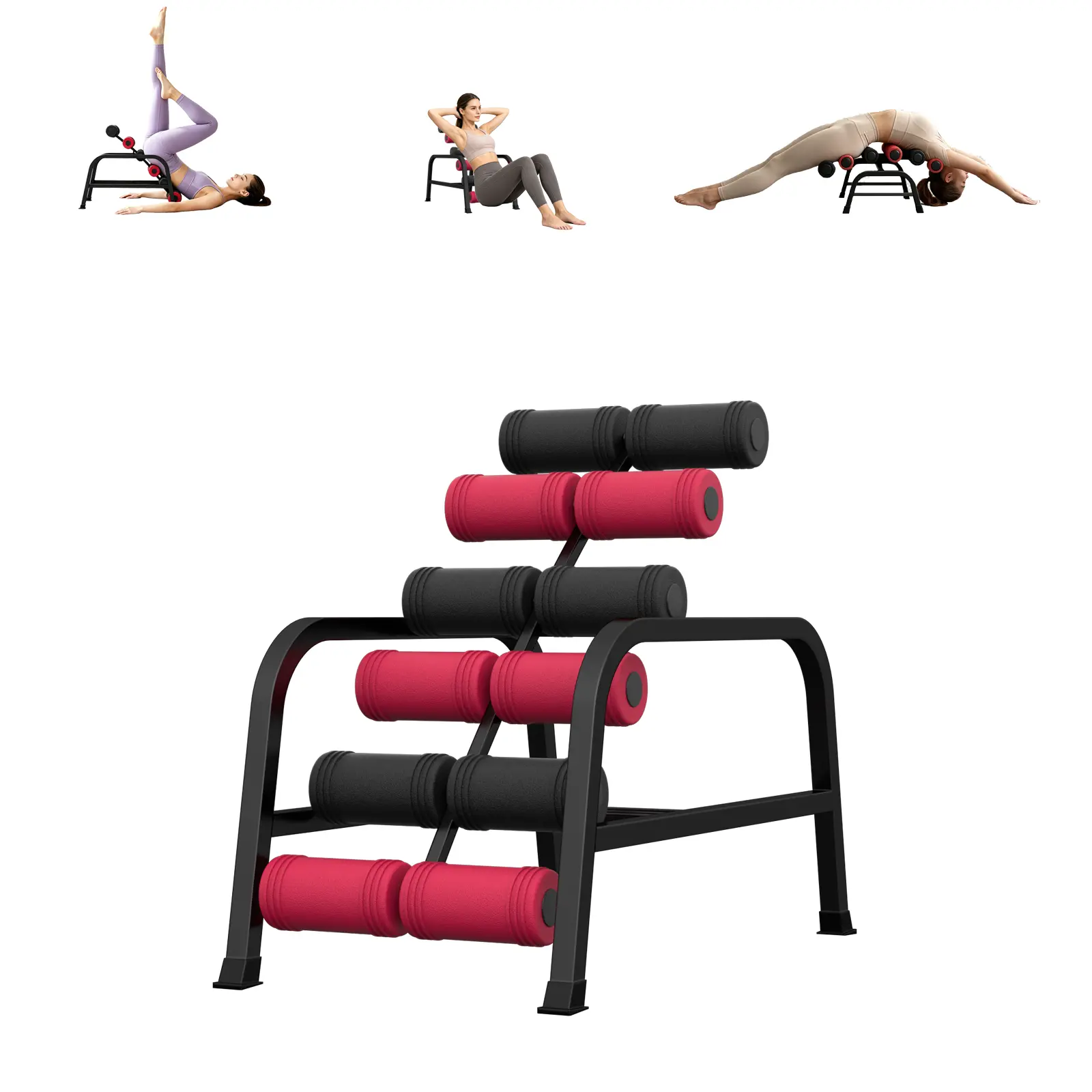 Mini Inversion Table with Rollers, Spinal Decompression Table, 12 Massage Rollers, Back Extension Machine, Back Pain Relief, Spinal Traction, 400 LBS Capacity