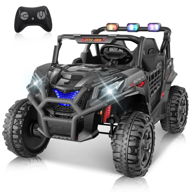 Hikole 24V Ride-ons Toys for Big Kids 2 Seater 4X4 Side by Side Kids UTV with Remote Control,Colorful Lights, Music,Parent's control,Toys For Kids Truck Four Wheel Design