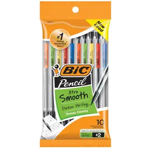 BIC Xtra-Smooth Mechanical Pencils With Erasers, Medium Point (0.7mm), 10-Count Pack, Mechanical Pencils for School or Office Supplies (MPP101-BLK)