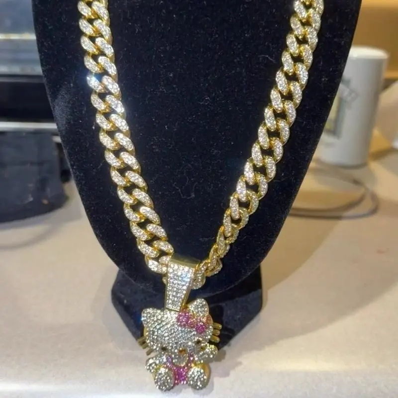 14k gold plated iced out Cuban HK