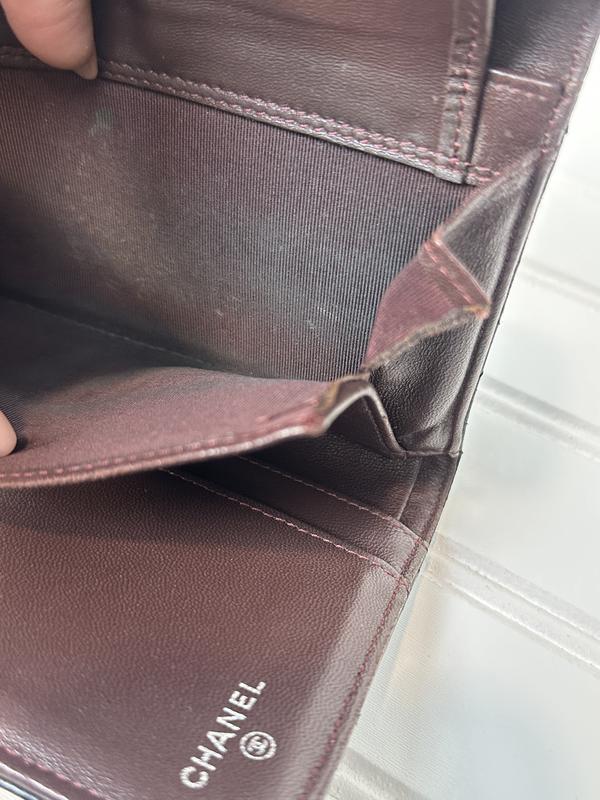 Pre-owned CHANEL leather Small Leather Goods Lambskin Matelasse Bi fold Long Black Wallet