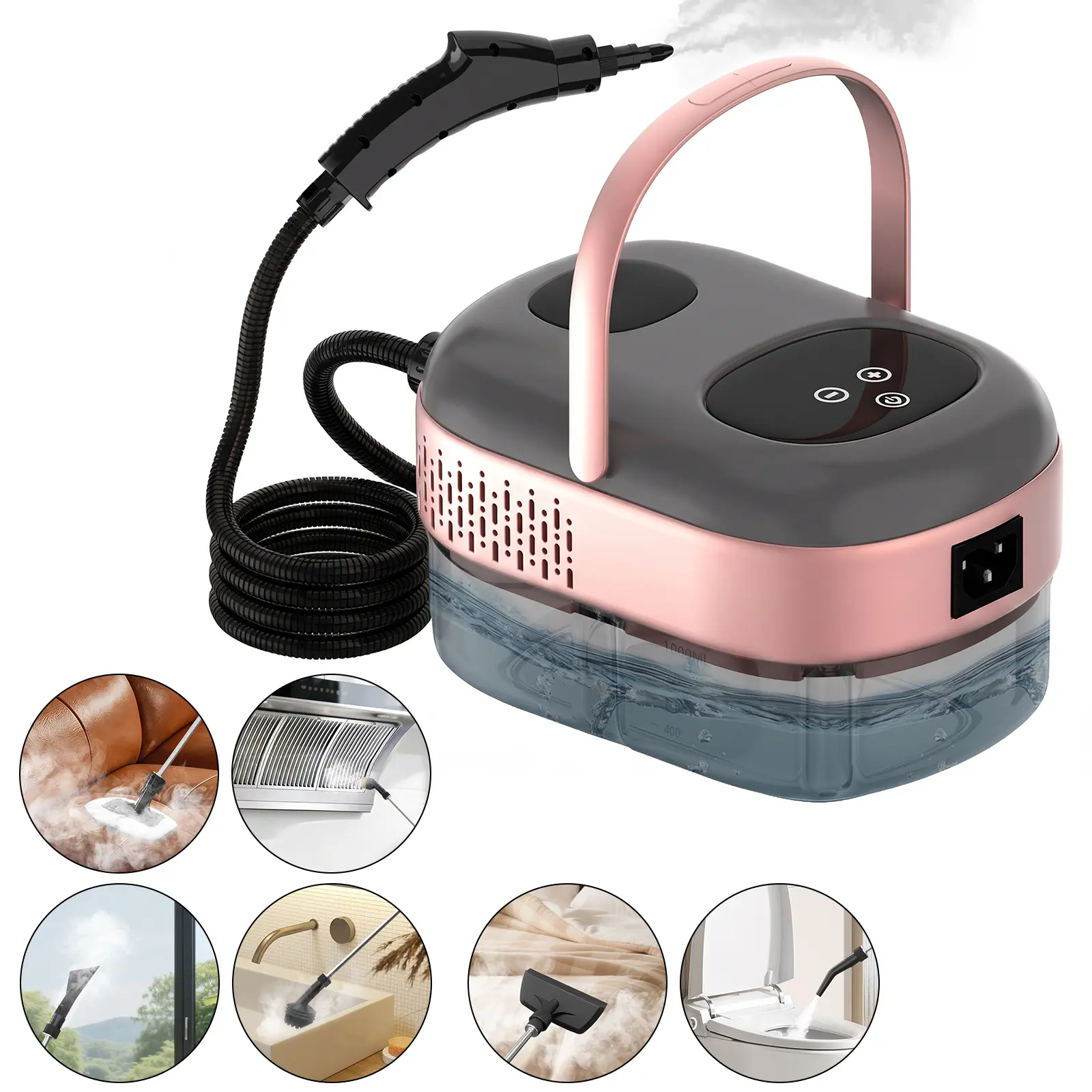 Portable Home Steam Cleaner,2500W High‑Pressure Handheld Steamer,15s Quick Heat,3 Steam Settings,47.3OZ Large Tank for Kitchen Bathroom Tile Grout Household Deep Cleaning