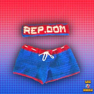 Crochet Bandeau Top and Shorts Set with Custom Flag