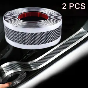 2 PCS Car Door Edge Entry Guards Multipurpose Carbon Fiber Car Door Sill Guard Protector Waterproof Carbon Fiber Threshold Protector Tape Self-Adhesive Flexible Car Sticker Protector for Car SUV Truck Door Entry Guards