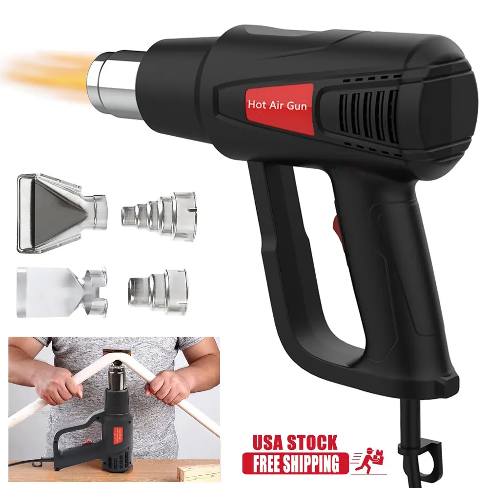 2000W Fast Heating Hot Air Gun with 4 Nozzles, 2-Temp Control, Heat Gun 122℉~1112℉ for Crafts, Shrinking PVC, Stripping Paint