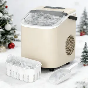 9 Cubes in 6-8 Mins Countertop Ice Maker, 26Lbs/24H Portable Bullet Ice Machine, Self-Cleaning with Ice Scoop & Basket for Home Kitchen Bar Party, Black