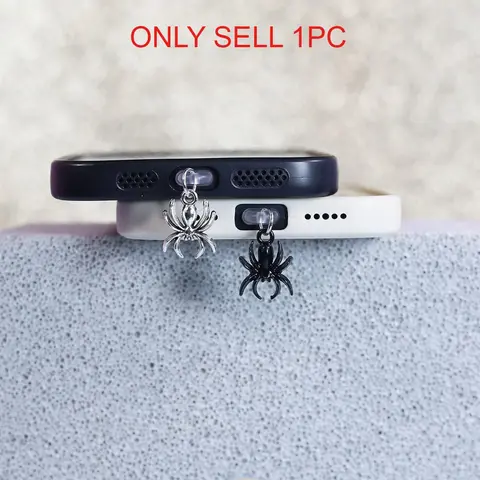 Spider Design Phone Dust Plug, 1 Count Cute Phone Dust Plug for iPhone & Type-C Interface, Mobile Phone Decorative Accessories for Women & Men, Phone Decoration, Cell Phone Accessories