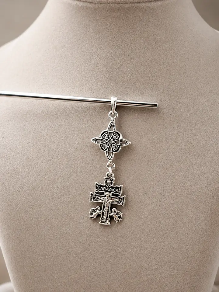 925 silver Double Protection Caravaca Cross Pendant | Faith & Protection Jewelry | Celtic knot