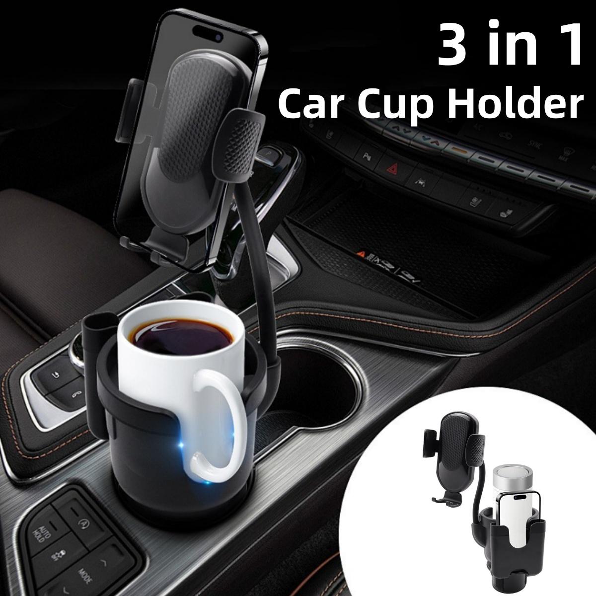 Cup Holder Phone Holder, 2026 Upgraded 3 in 1 Car Cup Holder Expander with Adjustable Base Long Gooseneck 360° Rotation, Cup Phone Holder for Car Fits All Smartphones and Most Bottles