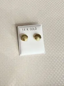 14K Gold Seashell Stud Earrings | Minimalist Ocean Inspired Jewelry