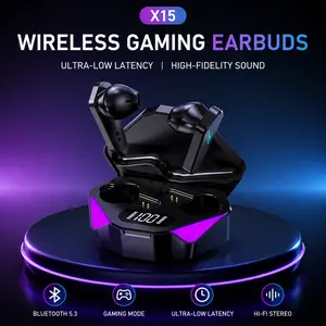 [WRRW]Wireless New Esports Game Bluetooth Earphones with Zero Lag In-Ear High-Quality Sound for Smooth Gameplay x15 Microphone Earbuds Over Sweatproof