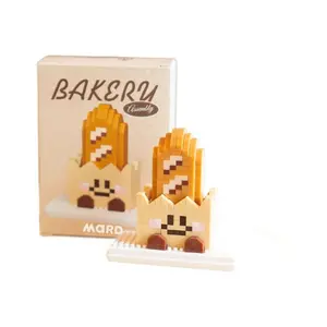 Cute Bakery Bread Mini Building Blocks Set - Kawaii Toast Croissant Donut Micro Brick Toys for Desk Decor and Gifts