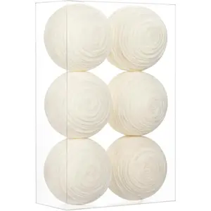 3.94'' White Christmas Ornament Balls, 6 count Large Decorative Yarn Balls Xmas Tree  Ornaments with Strings for Holiday Party Christmas Decor